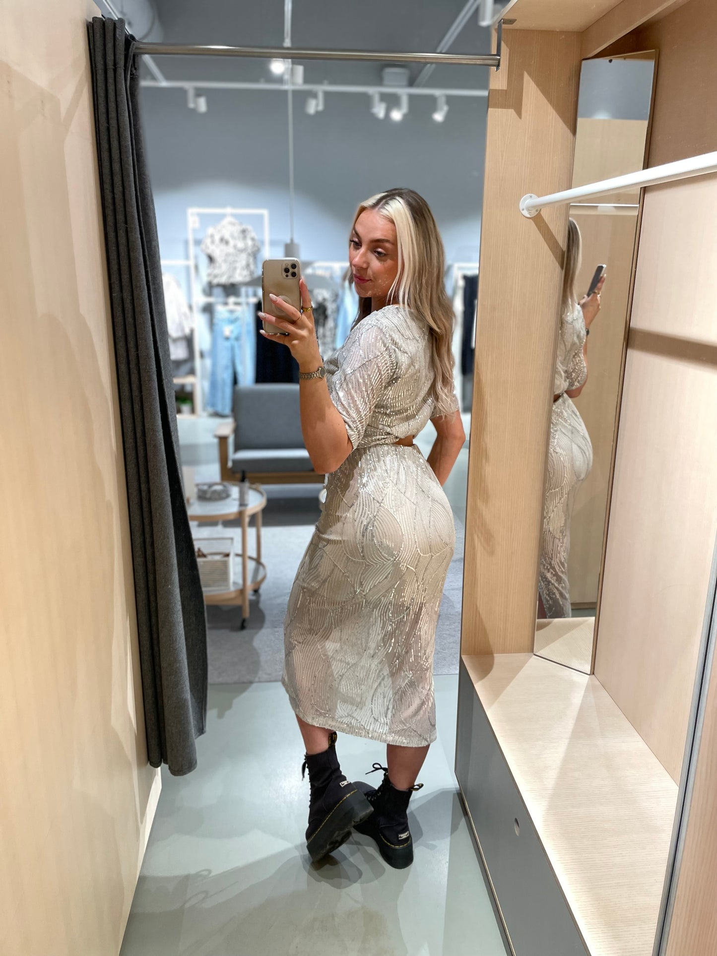 PCTASHA Midi Skirt - Silver Gray