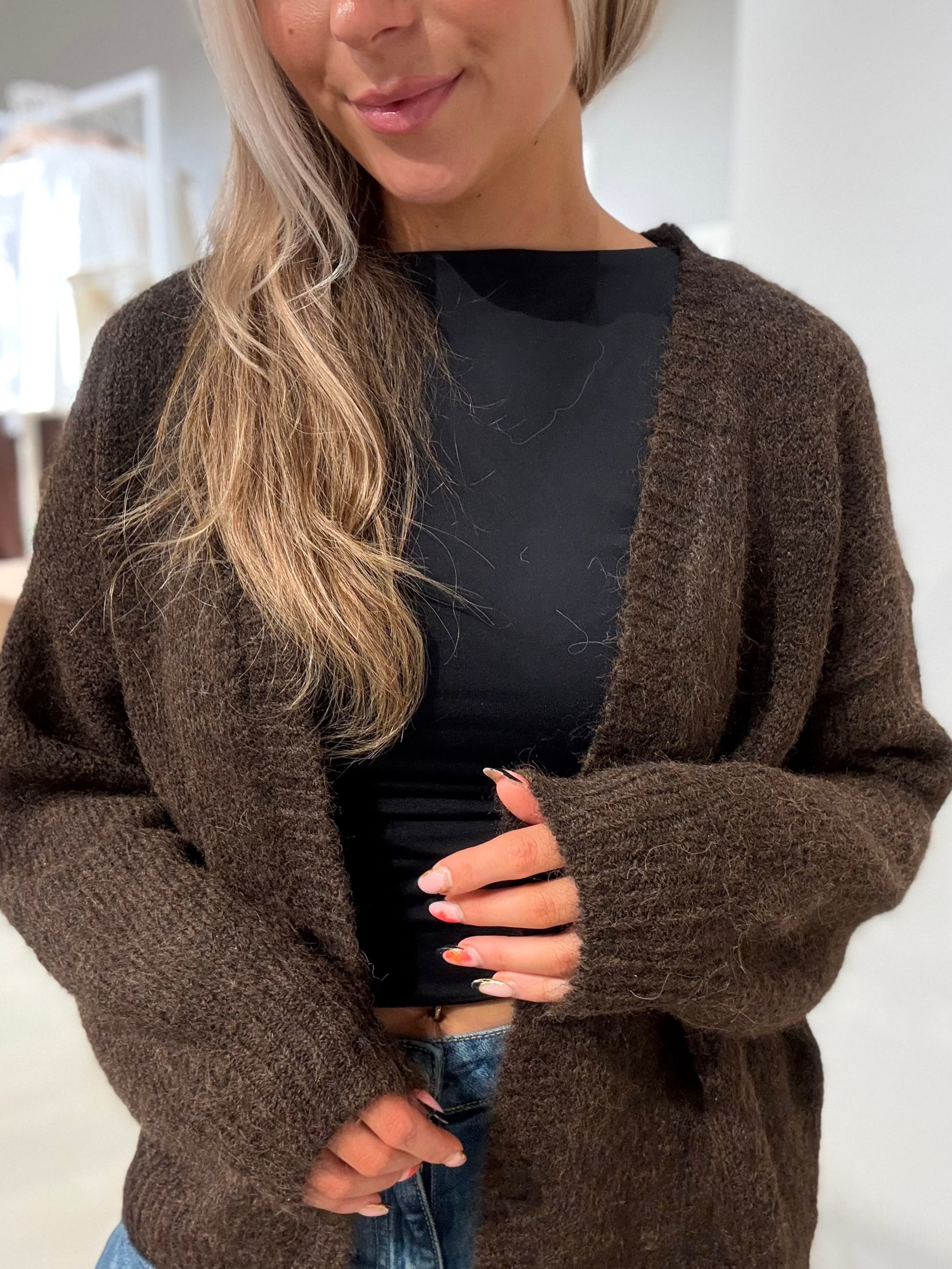 VILAMPE Knitted Cardigan - Coffee Bean