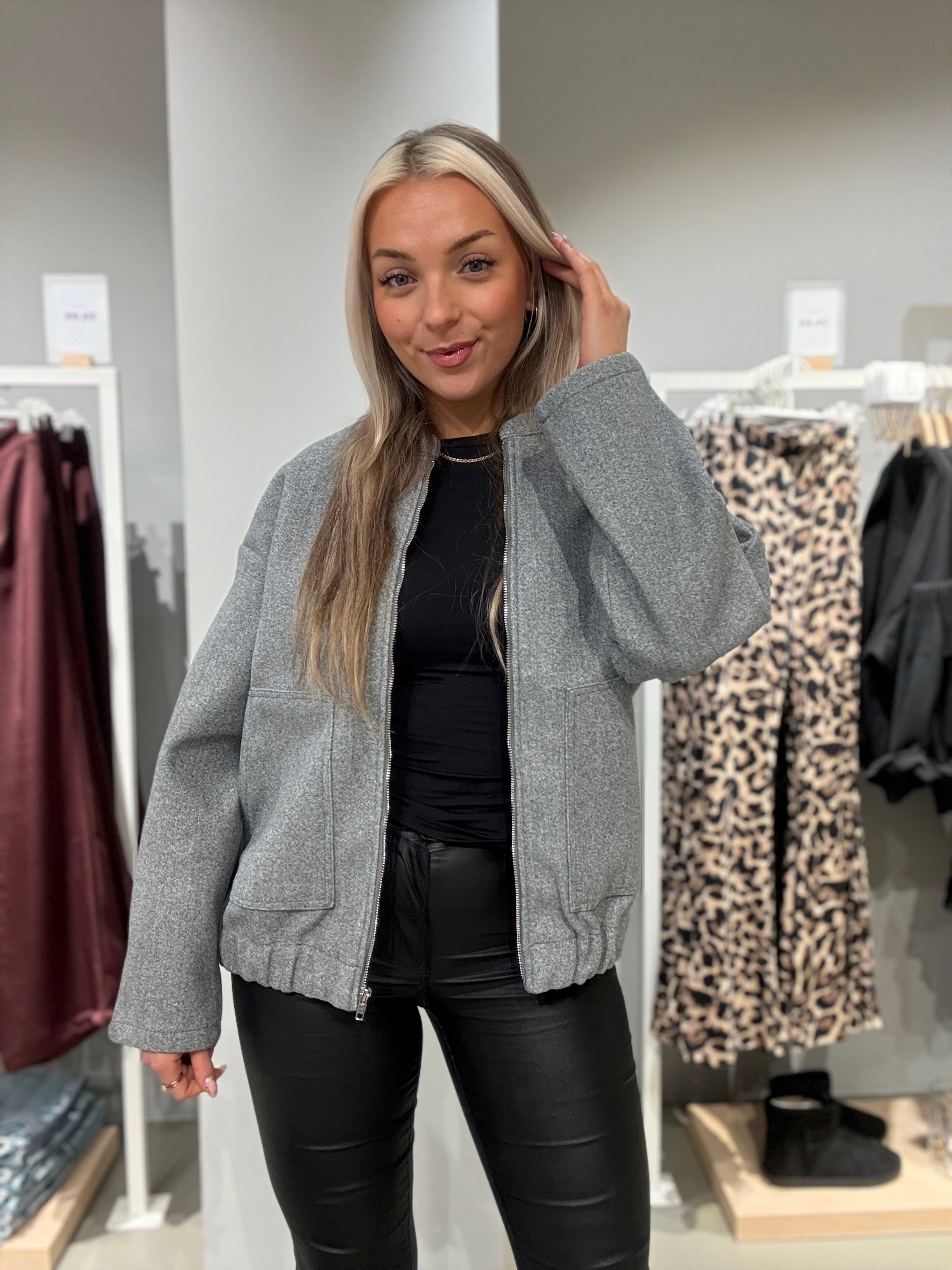 PCDEBBIE Otw Bomber - Light Grey Melange