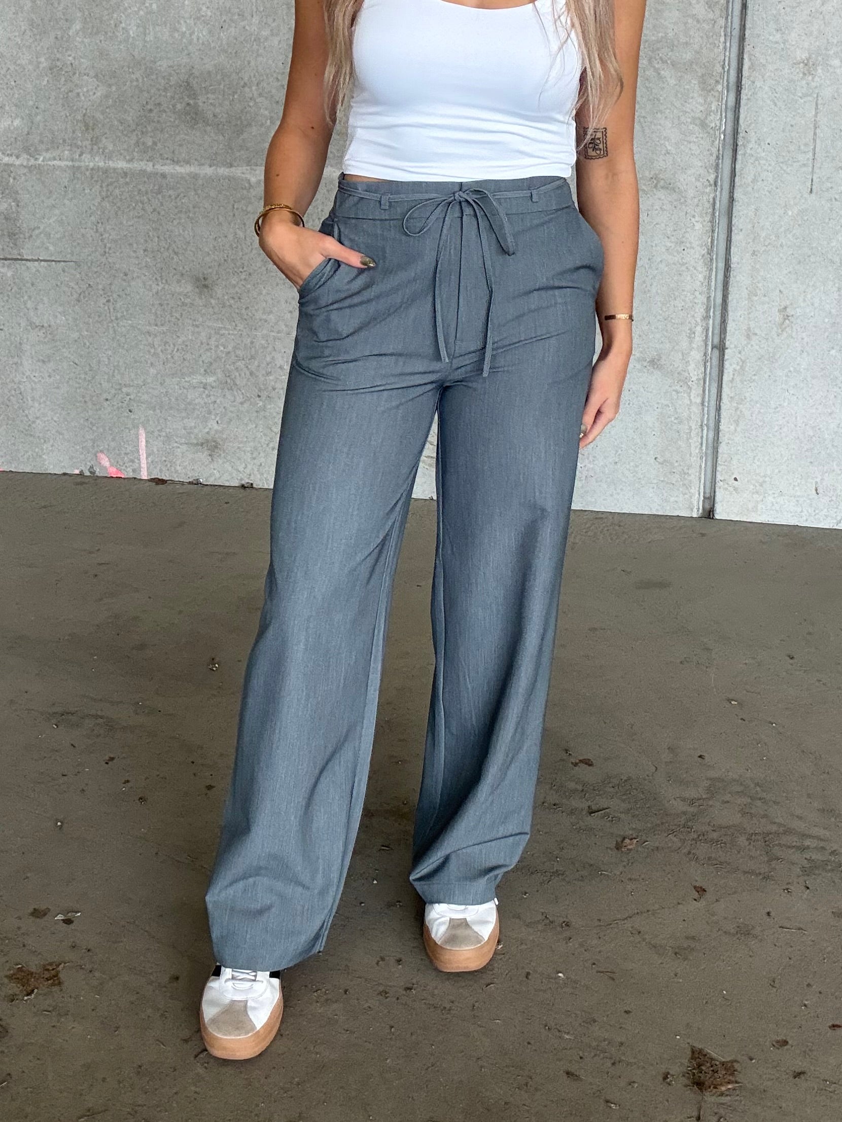 VIMALLI Tailored Trousers - Medium Grey Melange