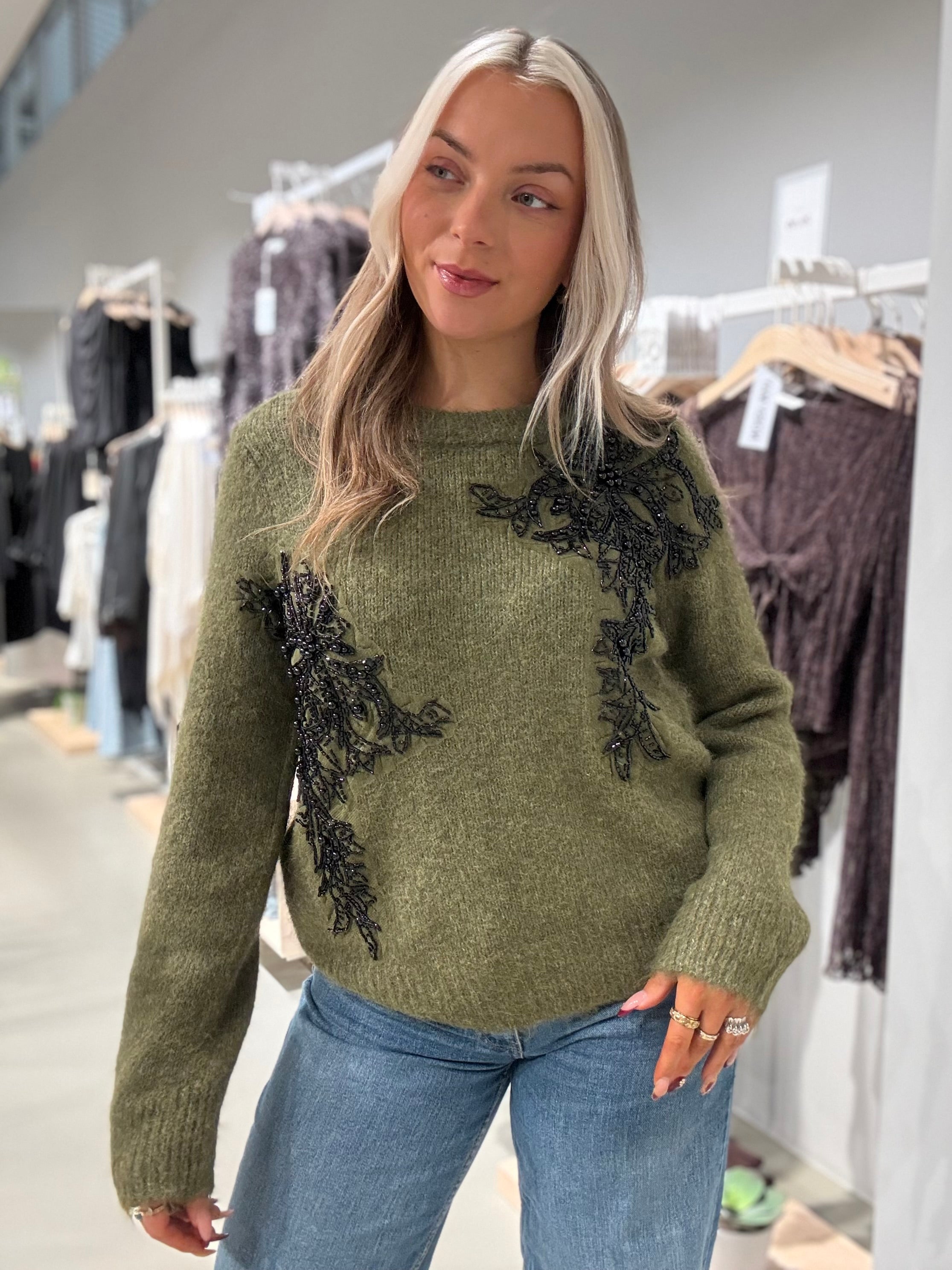 OBJMELEA Pullover - Martini Olive