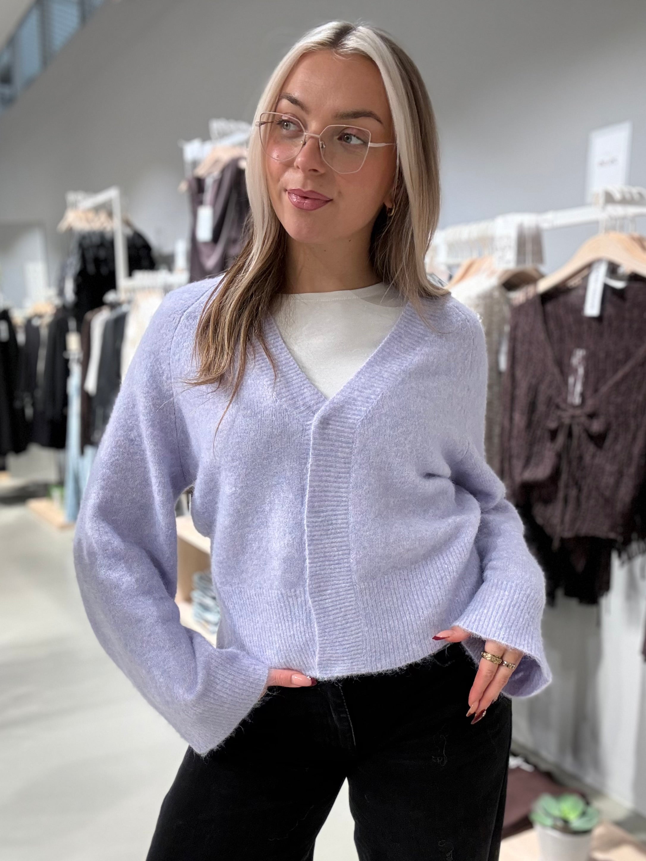 VITINA Knitted Cardigan - Lavender Blue