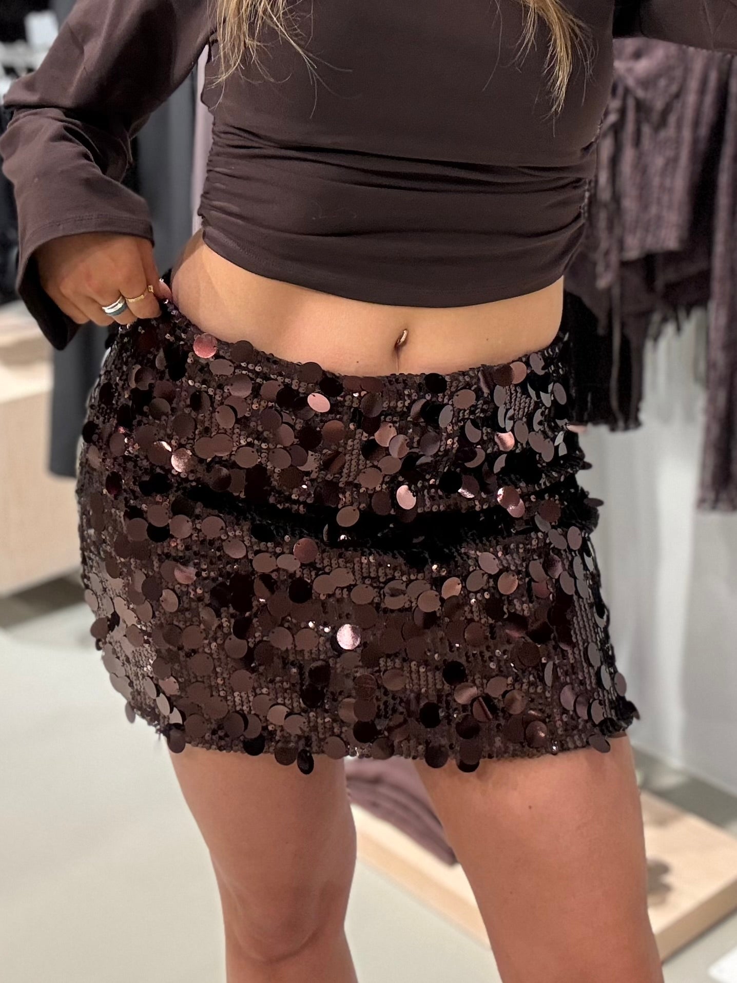 NMSAFIA Short Skirt - Chocolate Brown