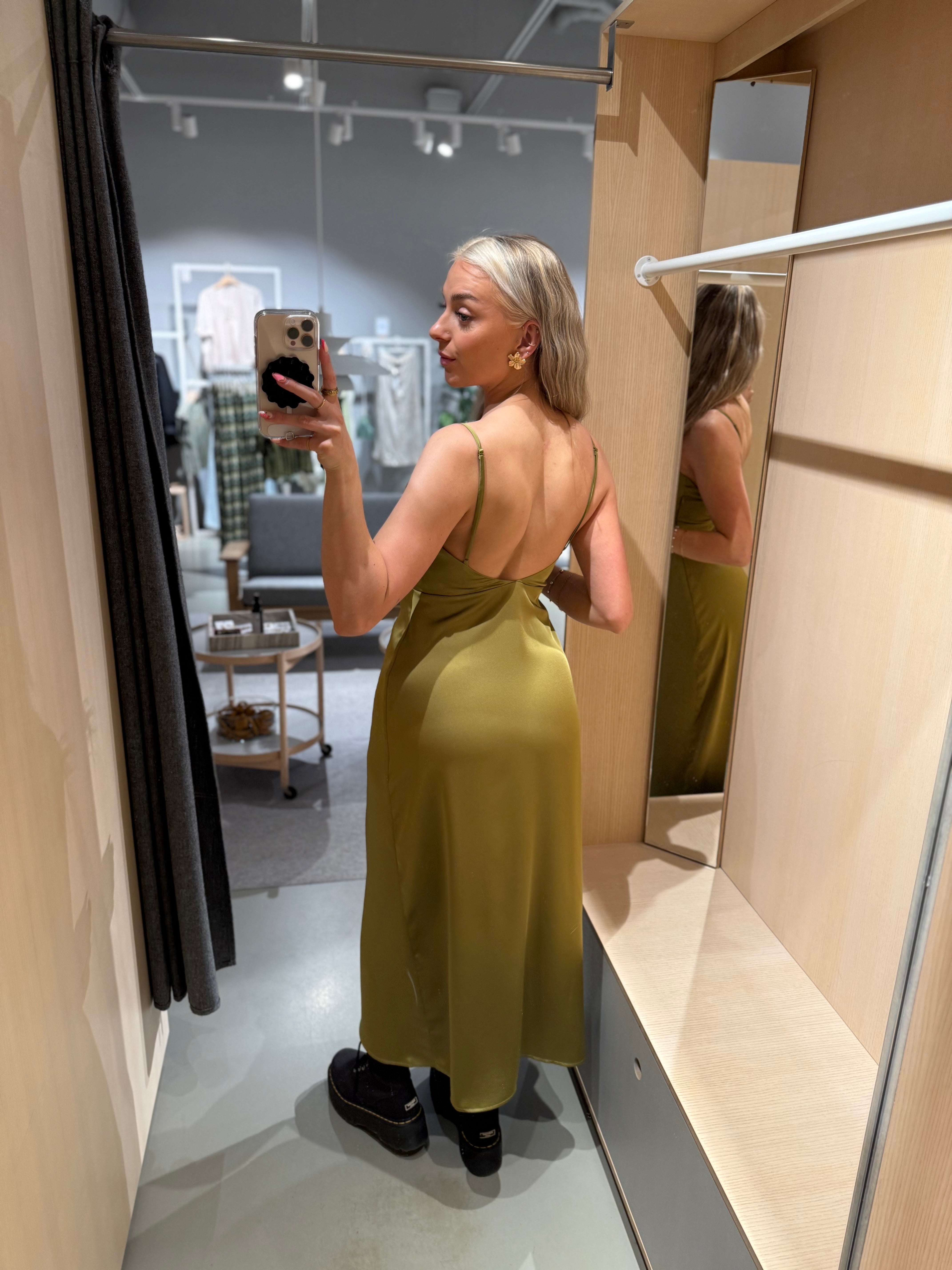 VIRAVENNA Long Dress - Green Moss