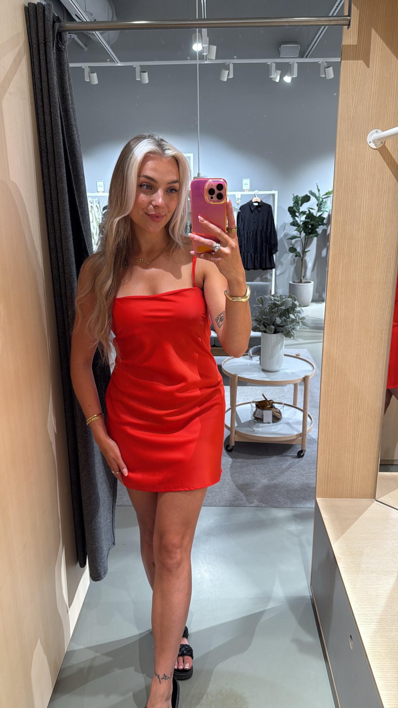 PCMARI Short Dress - Tangerine Tango