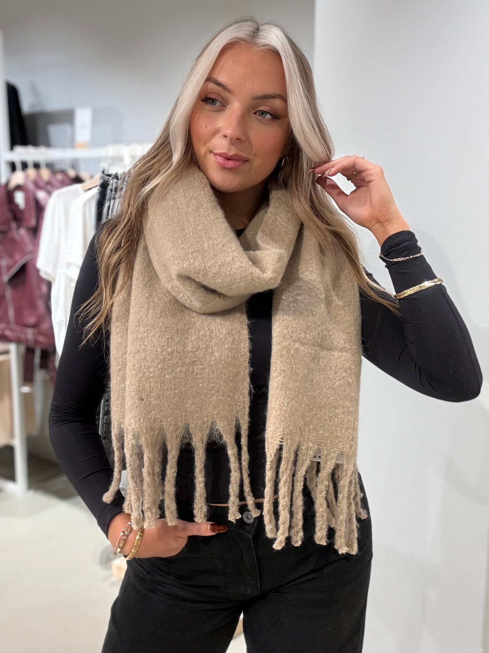 PCNIKITA Scarf - Silver Mink