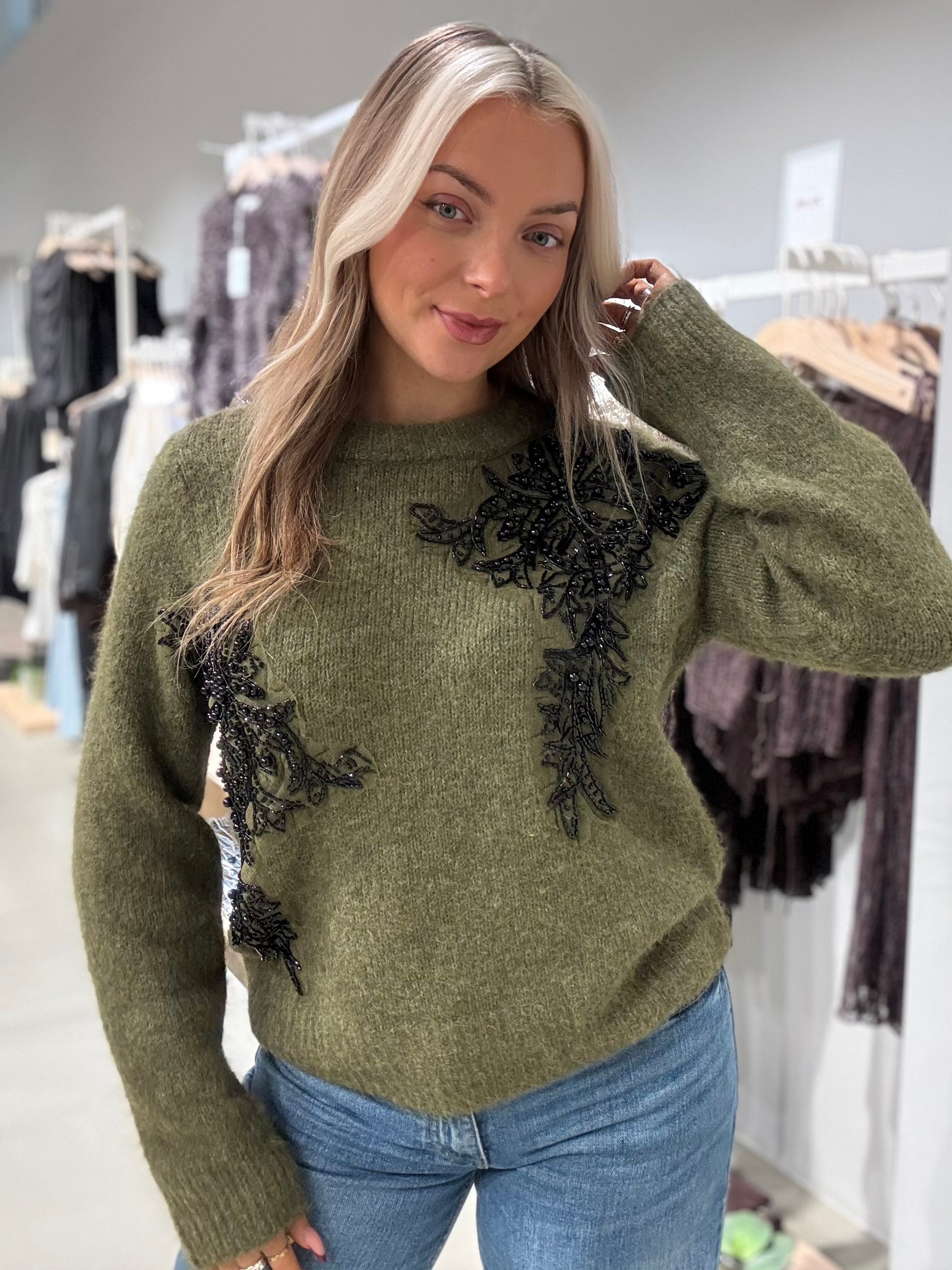 OBJMELEA Pullover - Martini Olive