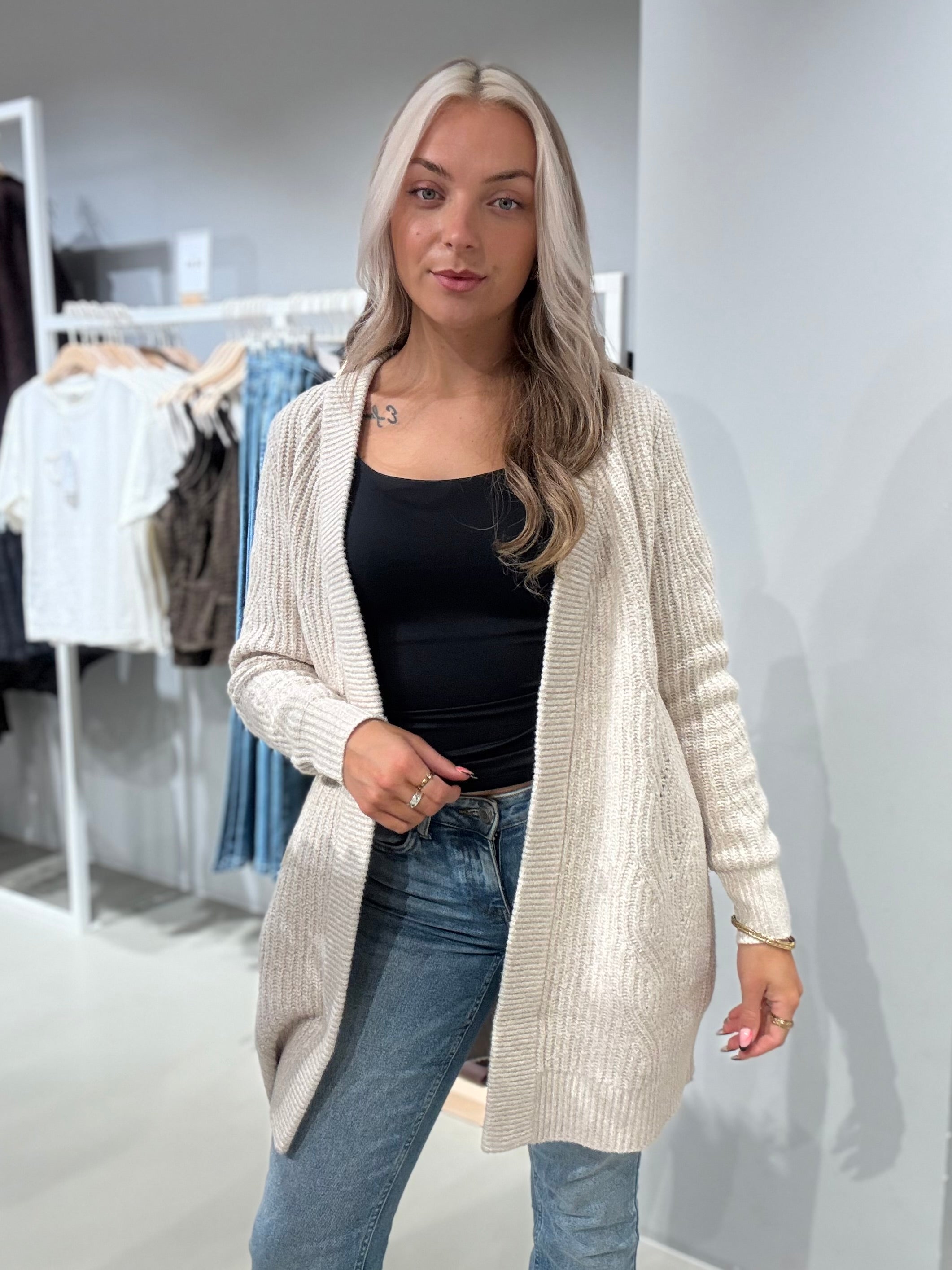 OBJSALLY Knitted Cardigan - Humus