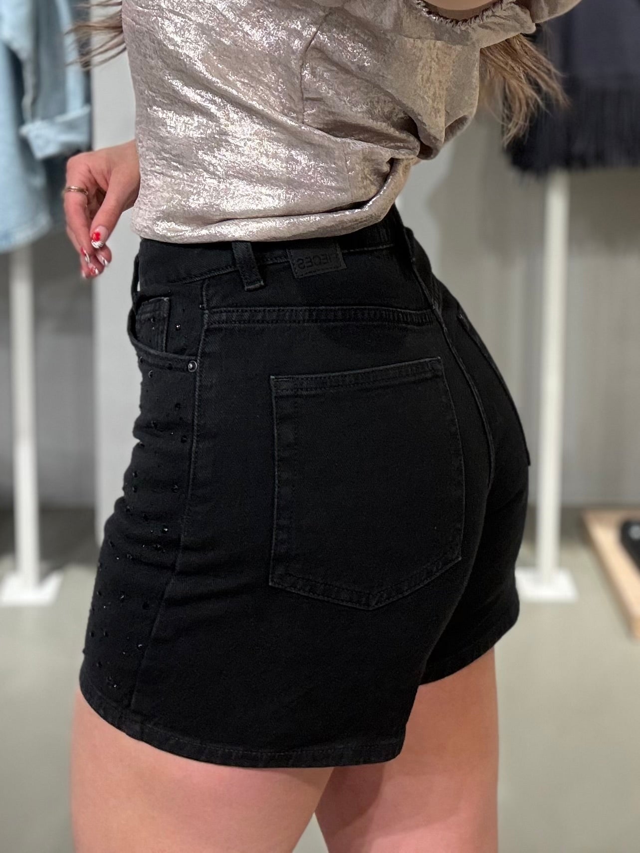 PCGABI Shorts - Black Denim