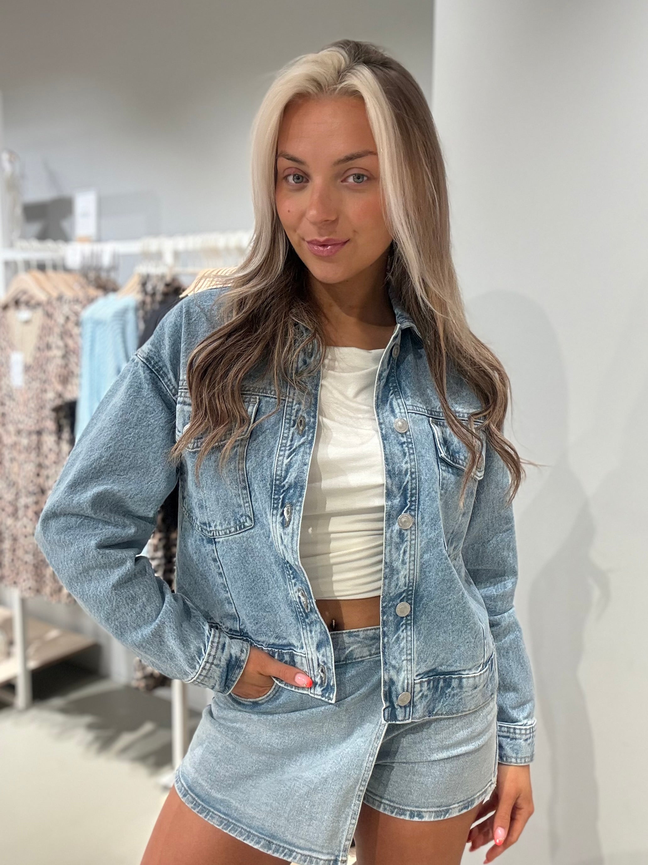 PCELMA Denim Jacket - Light Blue Denim