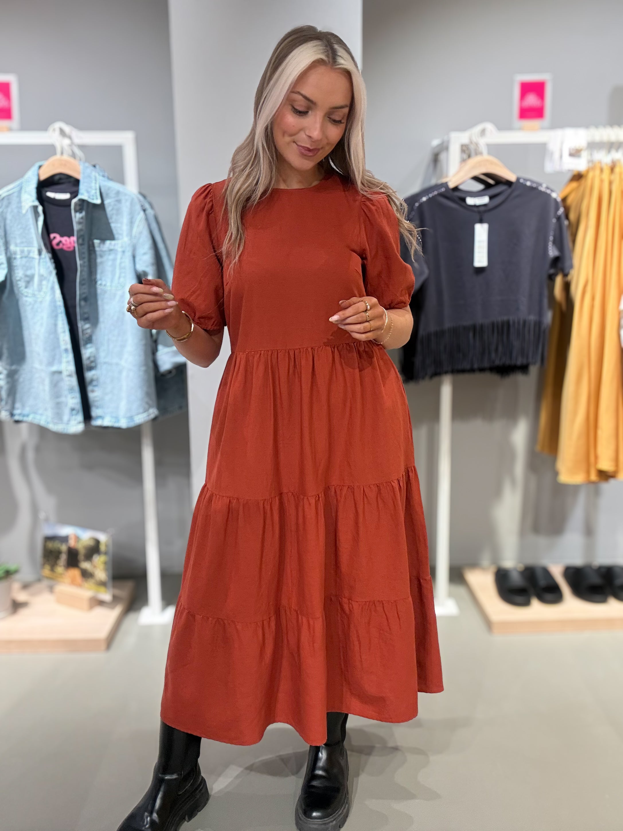 VIPRISILLA Midi Dress - Burnt Brick