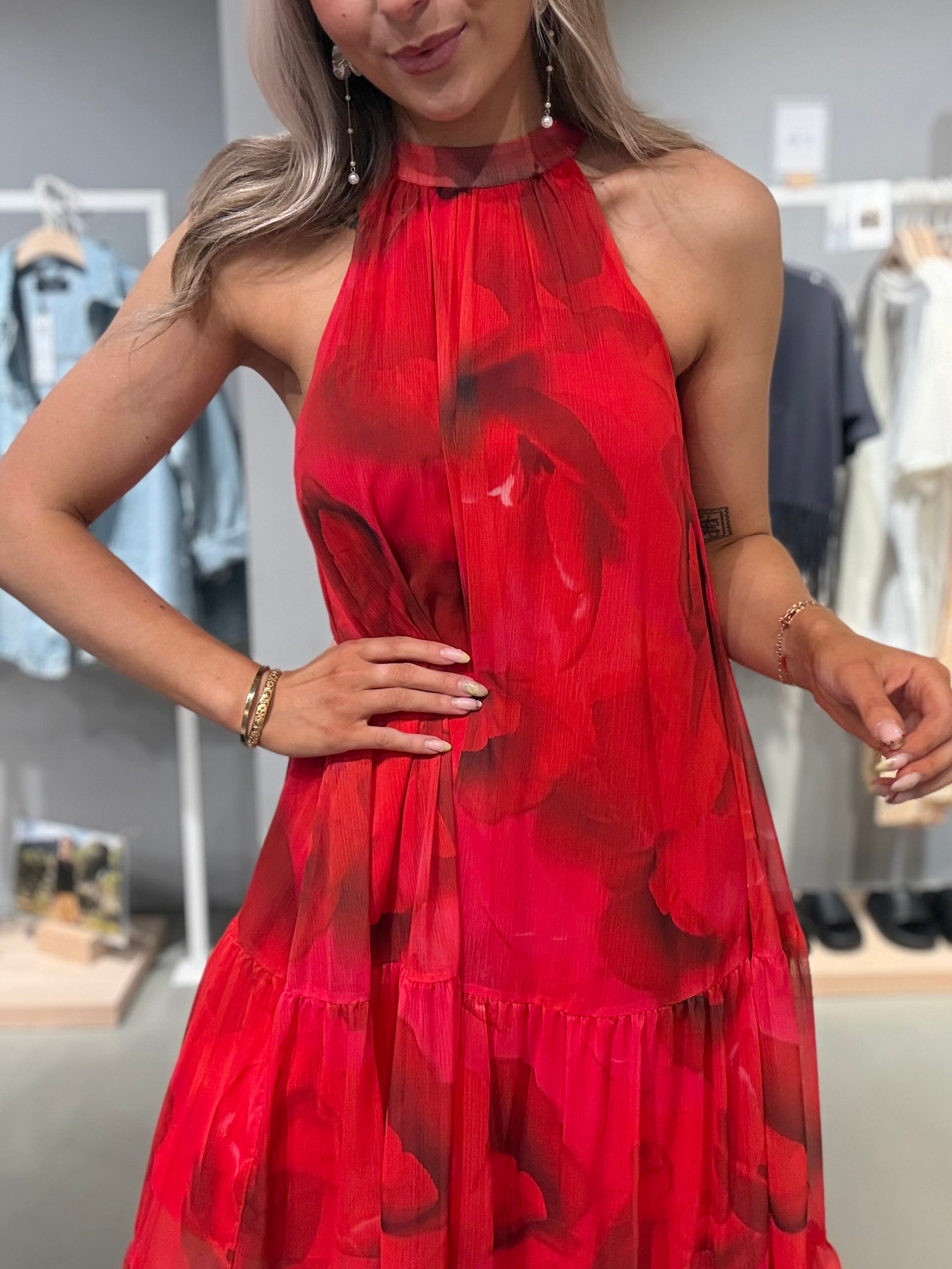 VICHIFINA Long Dress - Hibiscus