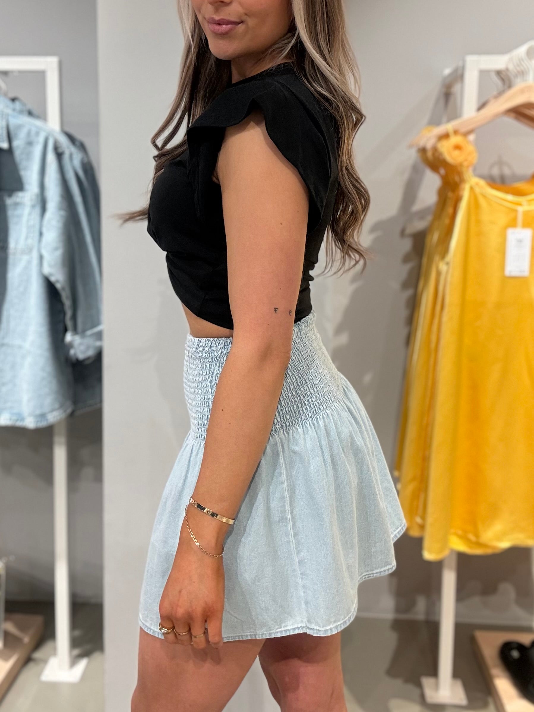 NMOREGON Short Skirt - Light Blue Denim