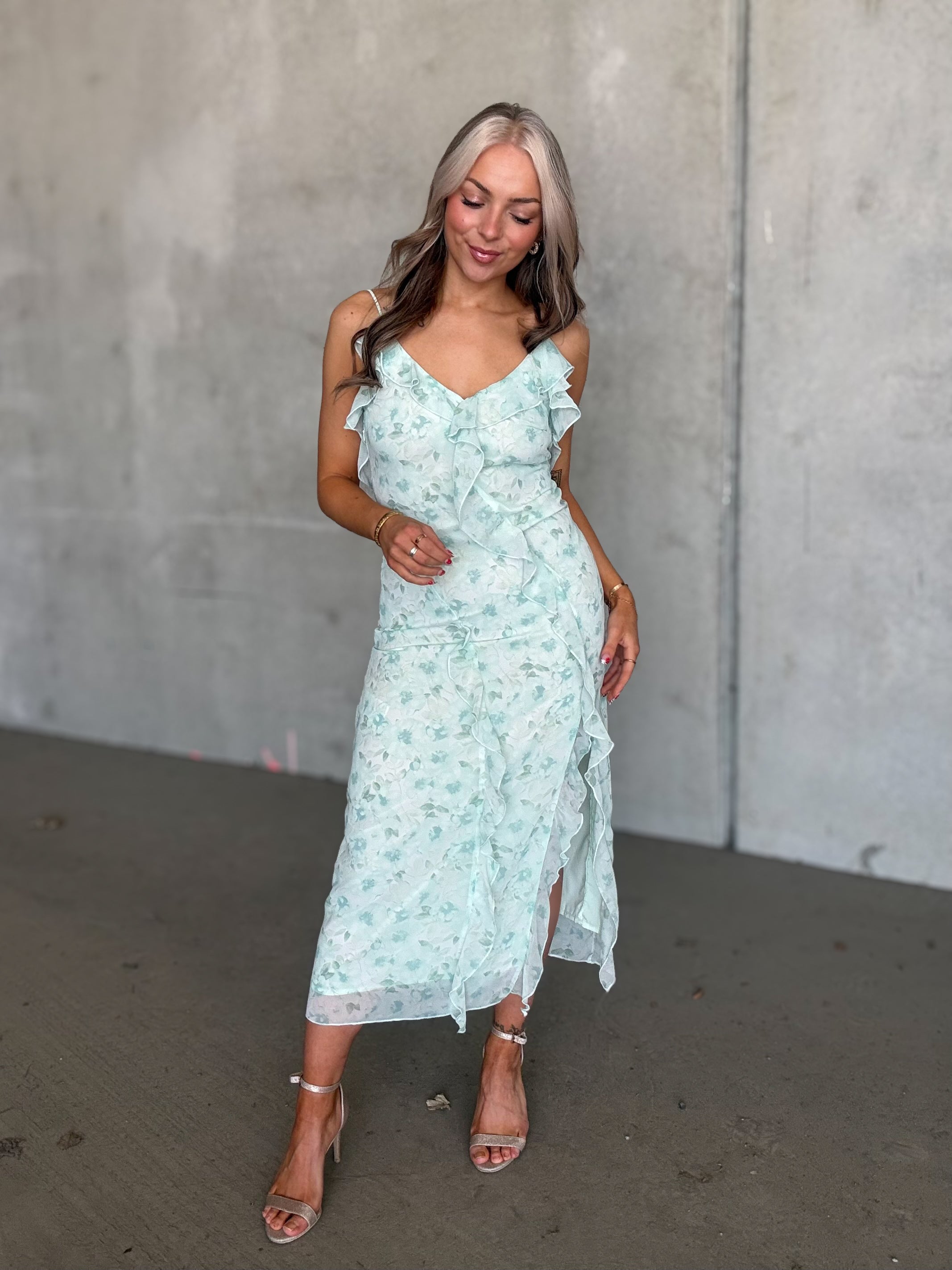 VIARIVA Midi Dress - Green Milieu