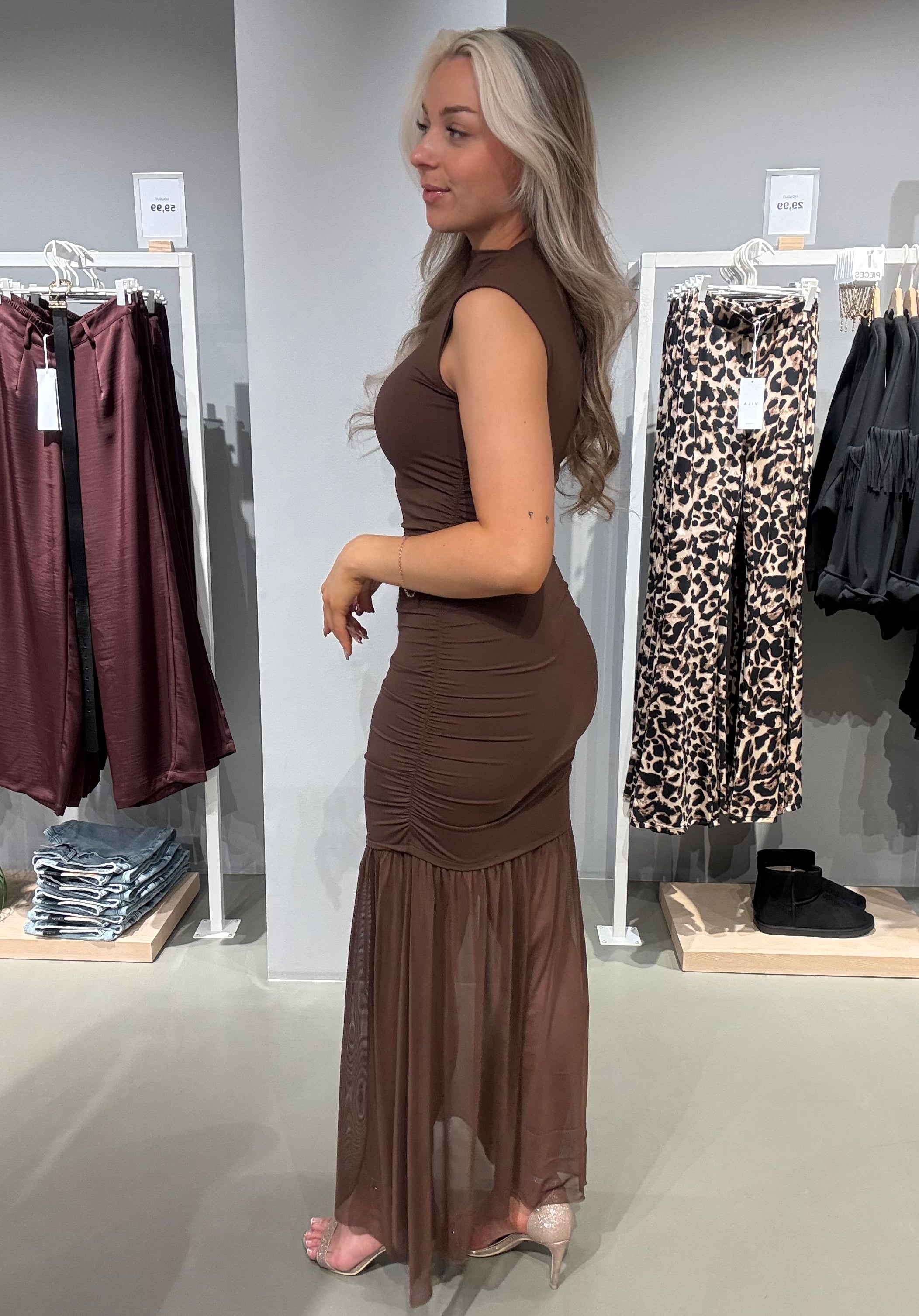 VIKENZA Long Dress - Shaved Chocolate