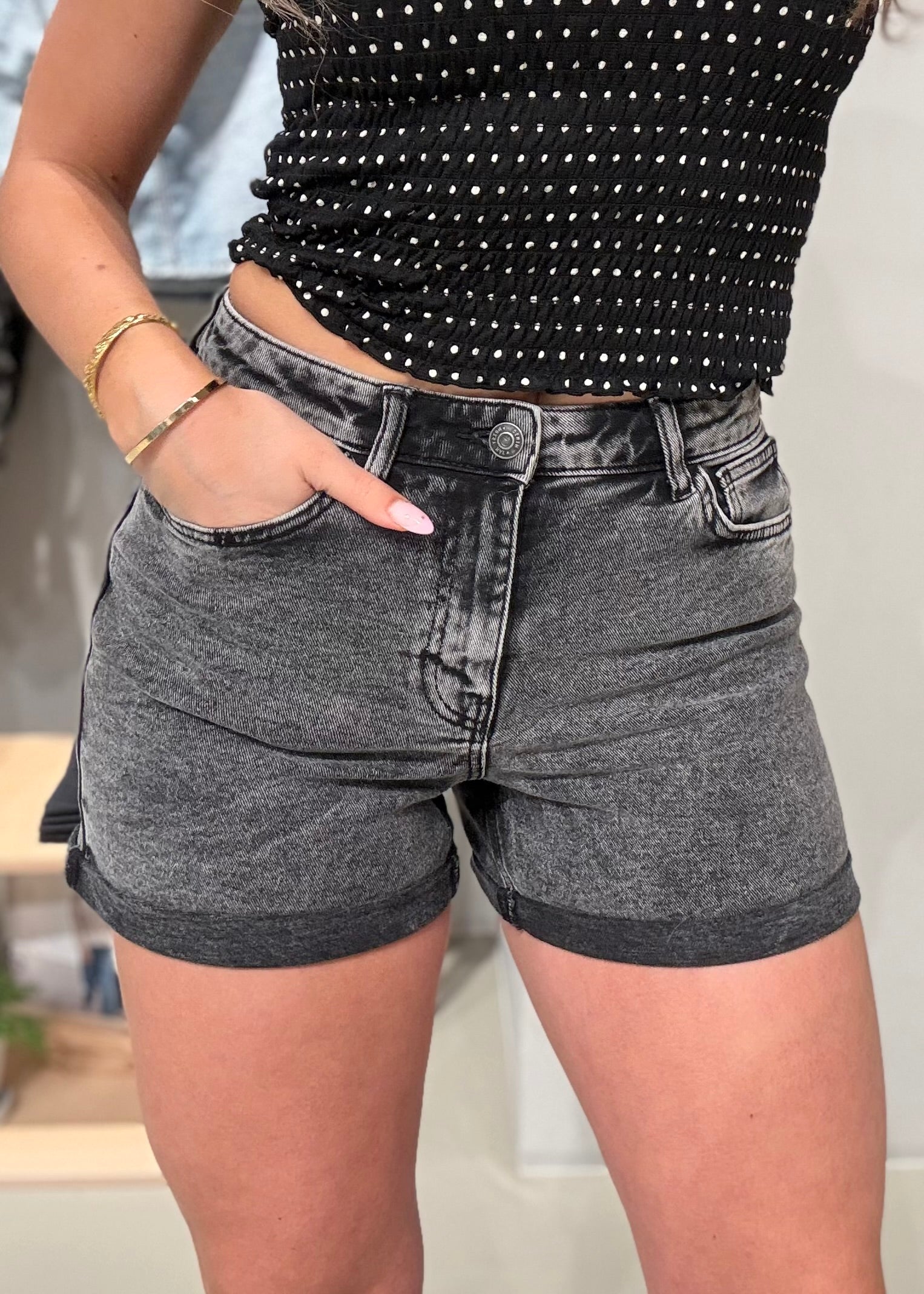 NMMONI Shorts - Dark Grey Denim